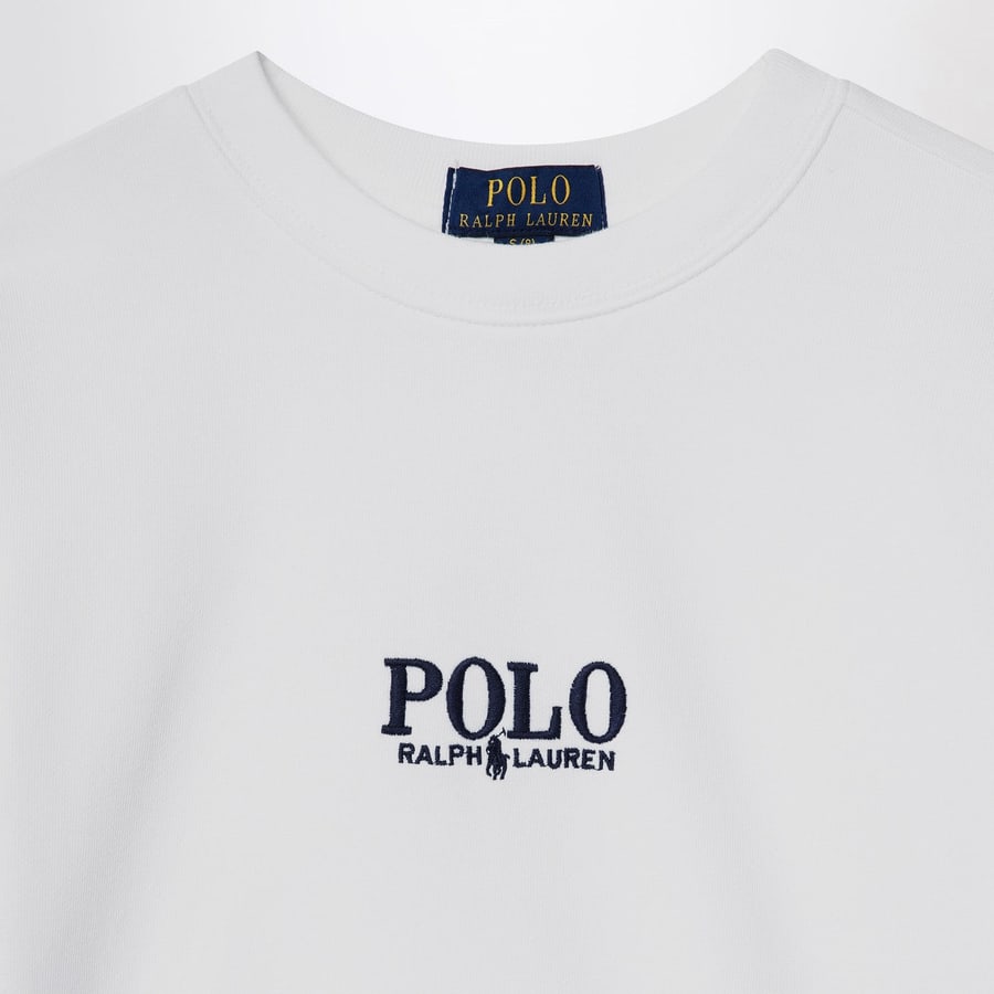 Polo Ralph Lauren Felpa bianca in cotone con logo, view 3