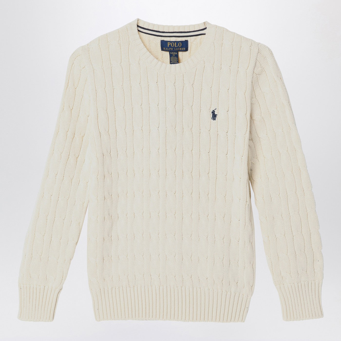Polo Ralph Lauren Maglia girocollo color crema a trecce