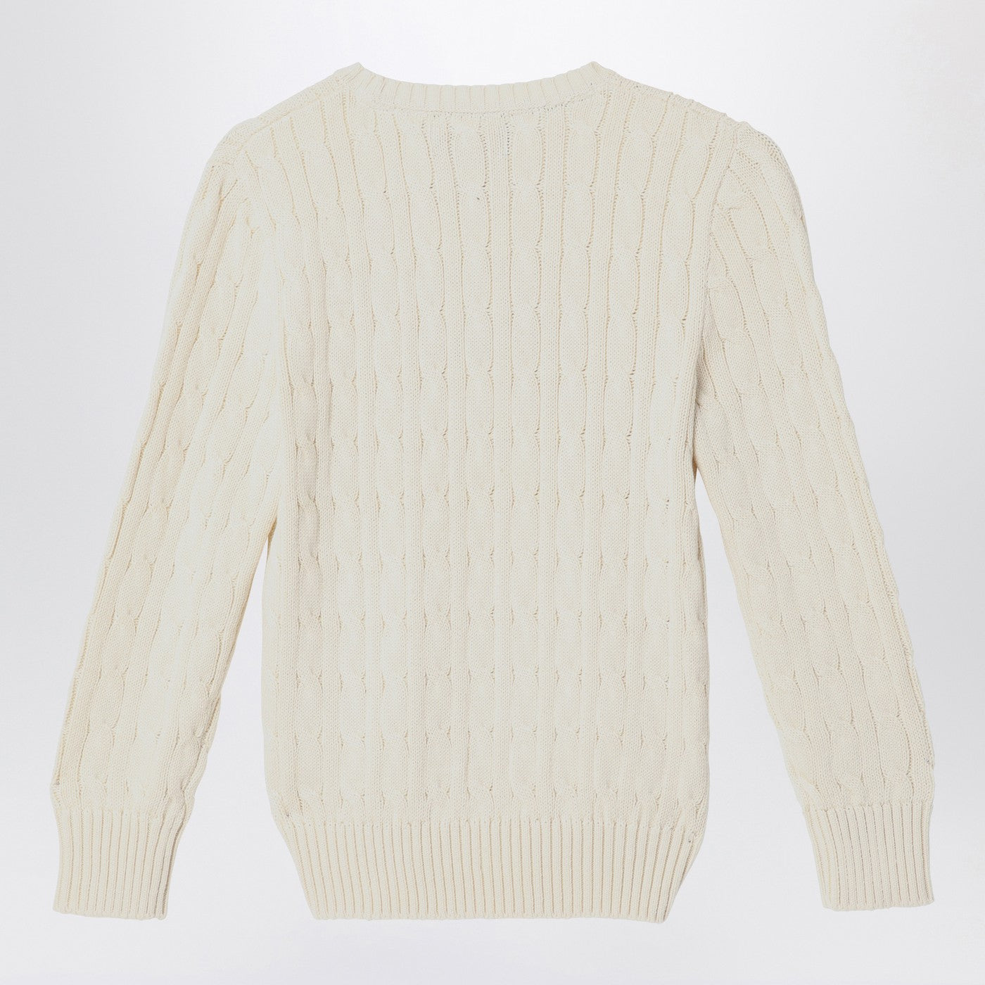 Polo Ralph Lauren Maglia girocollo color crema a trecce, view 2