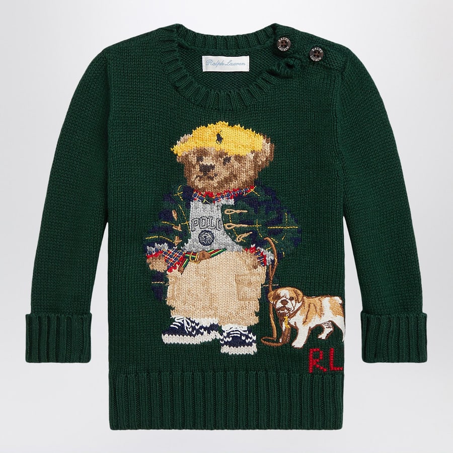 Polo Ralph Lauren Maglione Polo Bear verde muschio in cotone