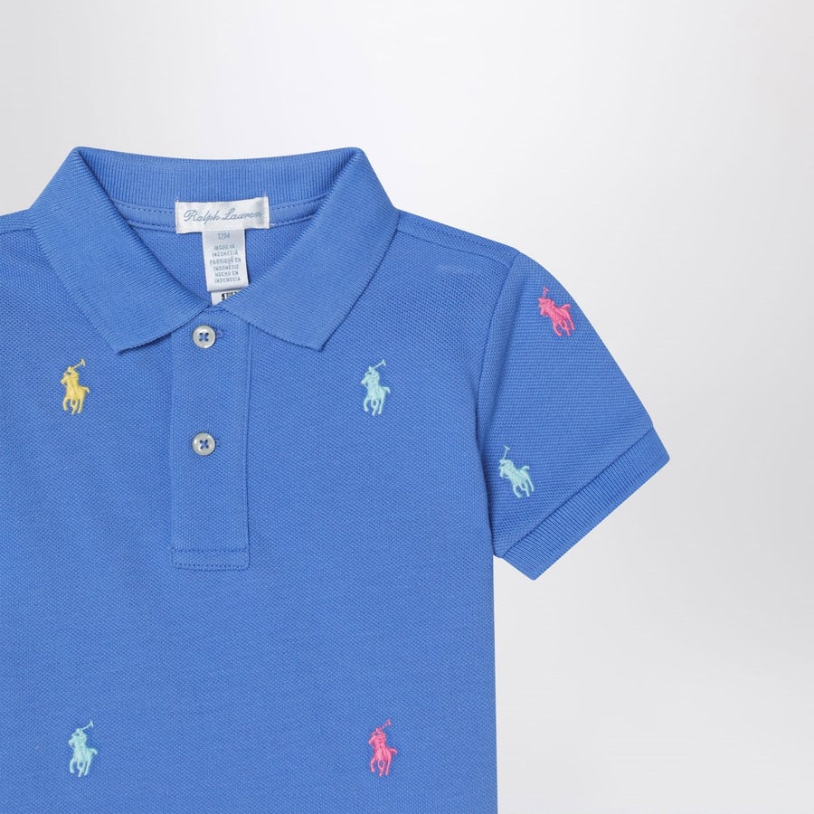 Polo Ralph Lauren Polo azzurra con ricamo loghi colorati, view 3