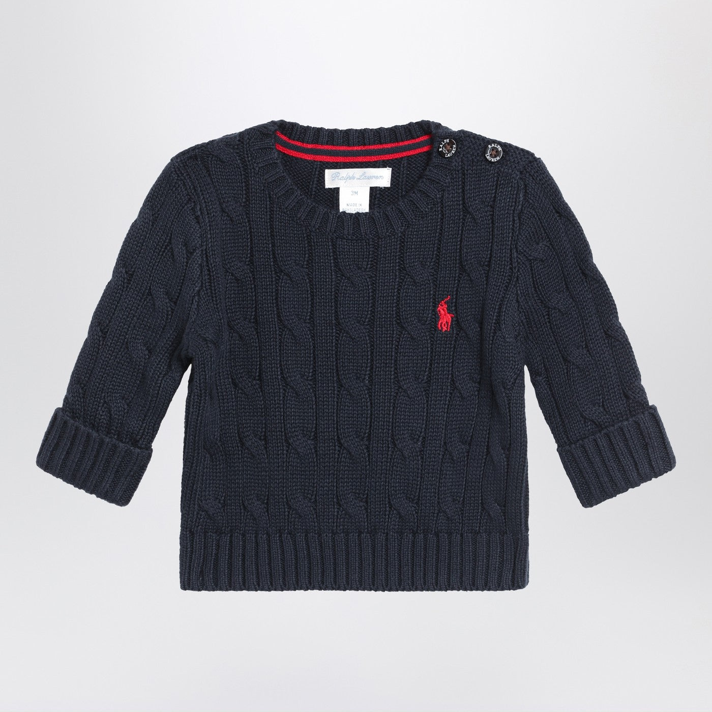 Polo Ralph Lauren Maglione blu navy a trecce in cotone