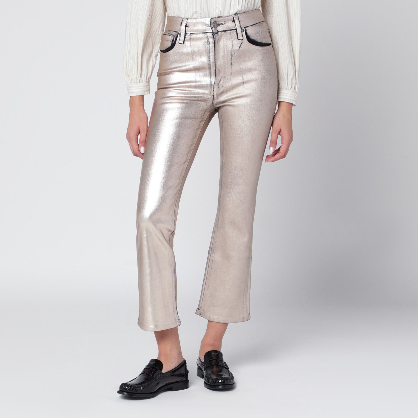 FRAME Pantalone crop The Reboot champagne