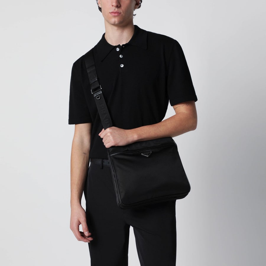 Prada Borsa messenger nera in Re-Nylon, view 2