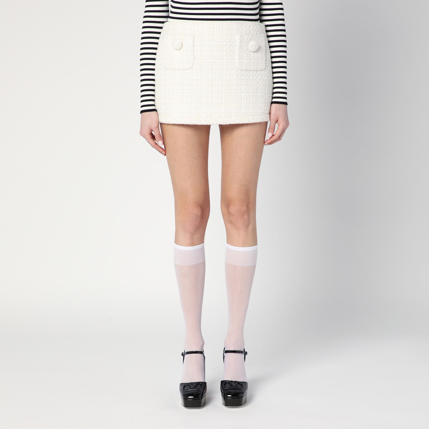 Marc Jacobs Mini gonna avorio in tweed testurizzato