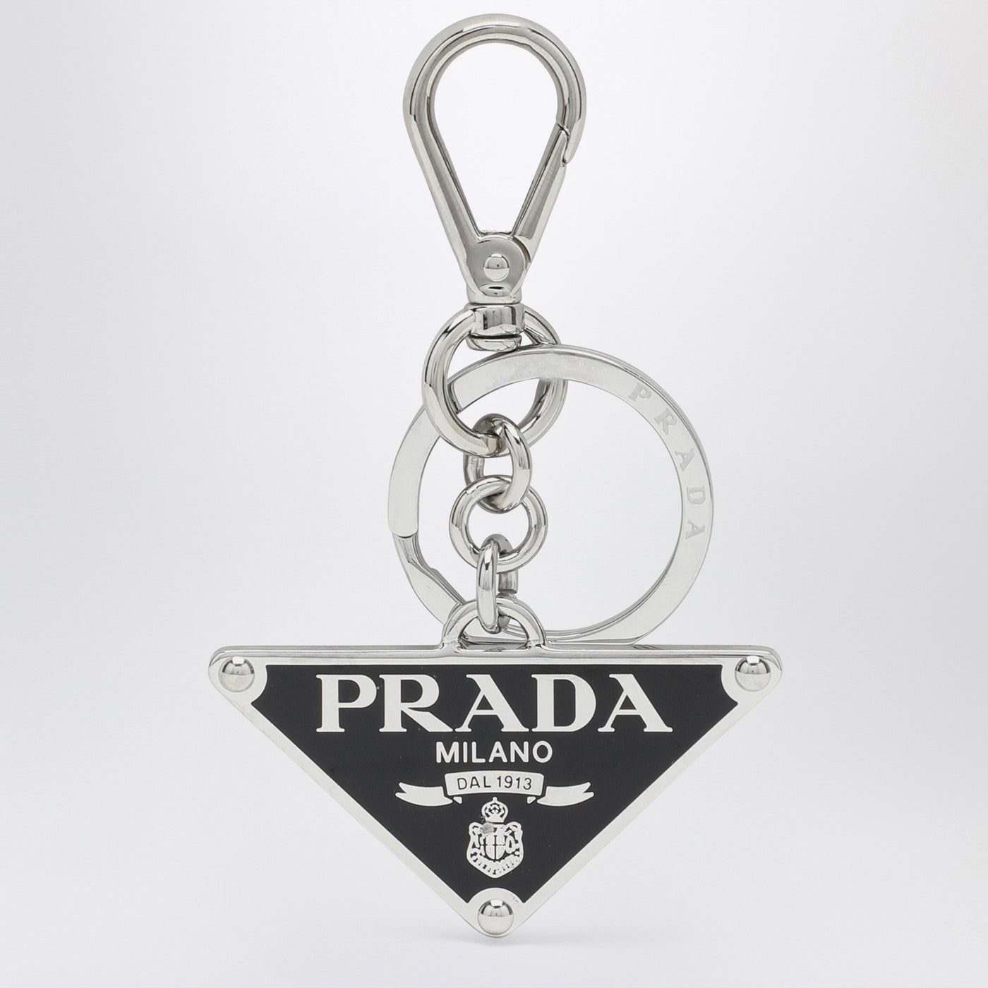 Prada Portachiavi nero in metallo