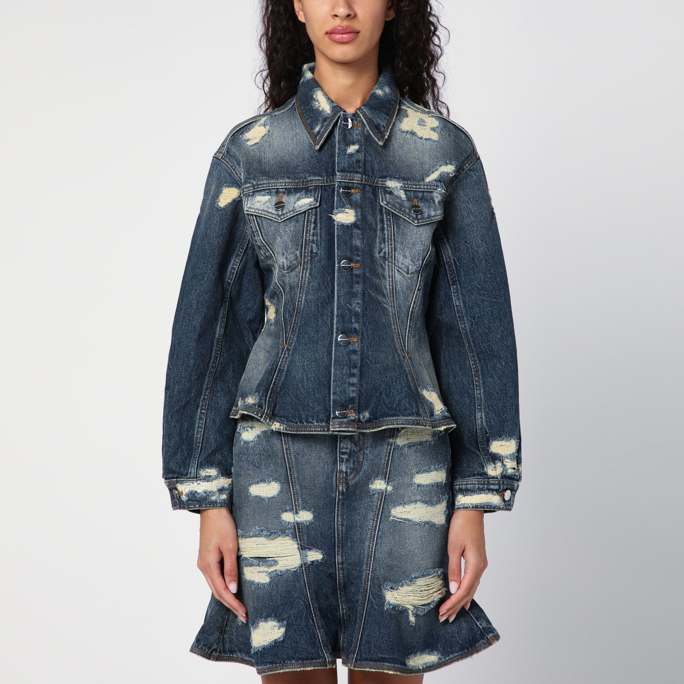 Marc Jacobs Giacca in denim slavato con dettagli usurati