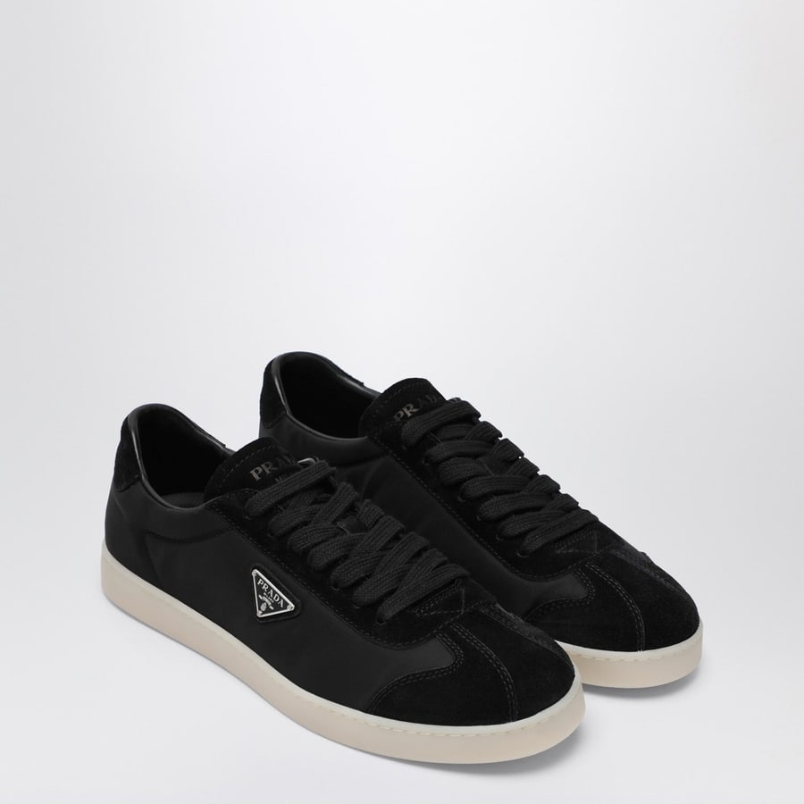 Prada Sneakers nera in tessuto e suede, view 2