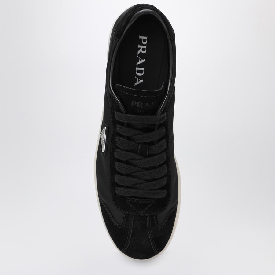 Prada Sneakers nera in tessuto e suede, view 3
