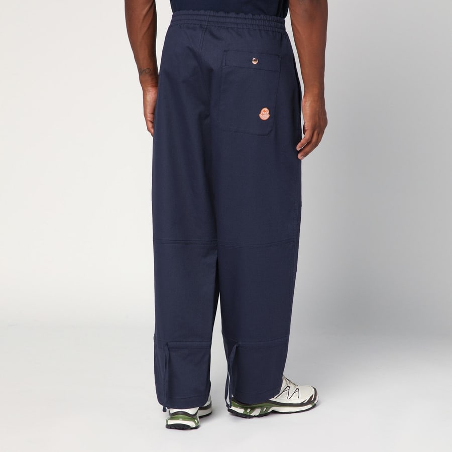 MONCLER GENIUS Pantaloni blu in gabardine di cotone, view 4