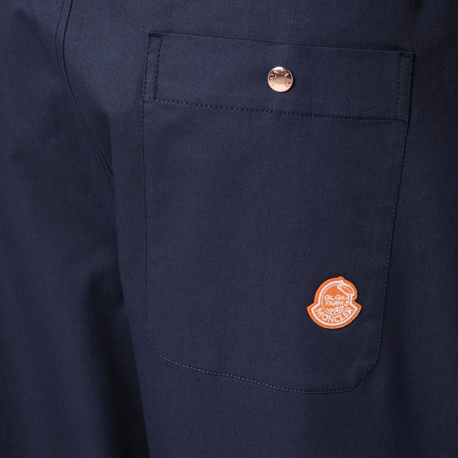 MONCLER GENIUS Pantaloni blu in gabardine di cotone, view 5