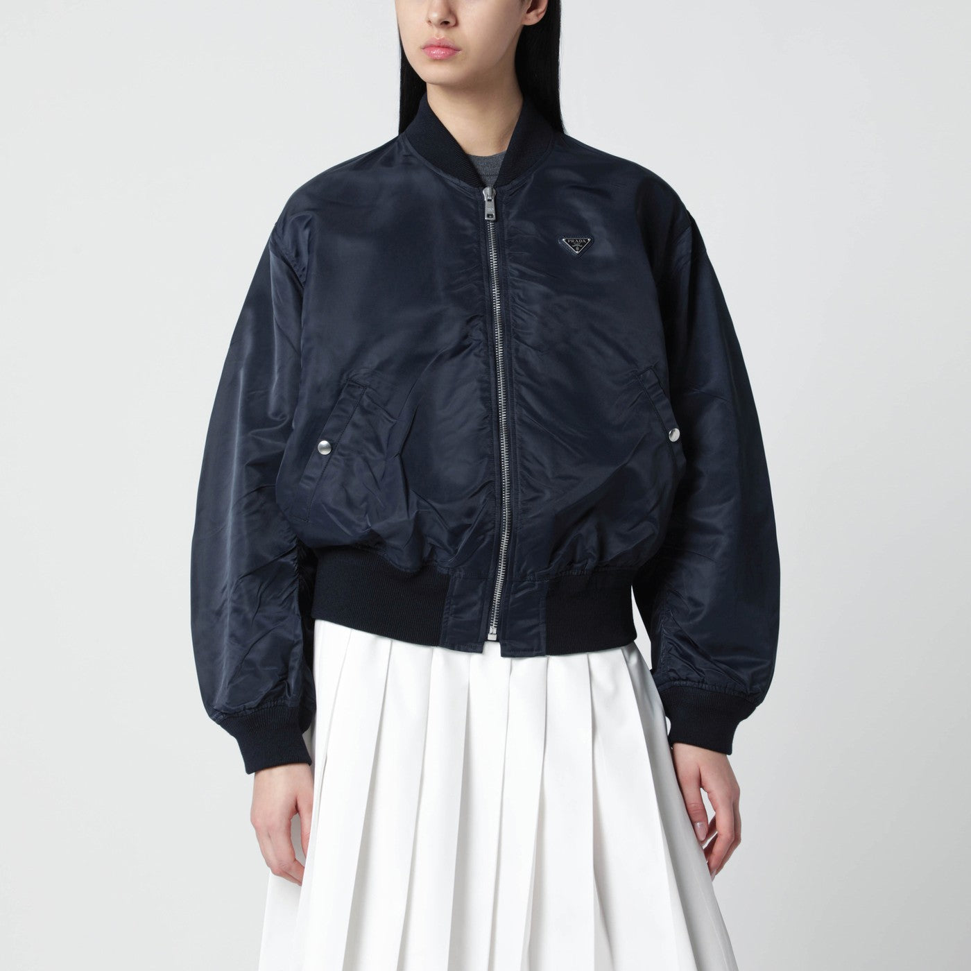 Prada Bomber blu in Re-Nylon