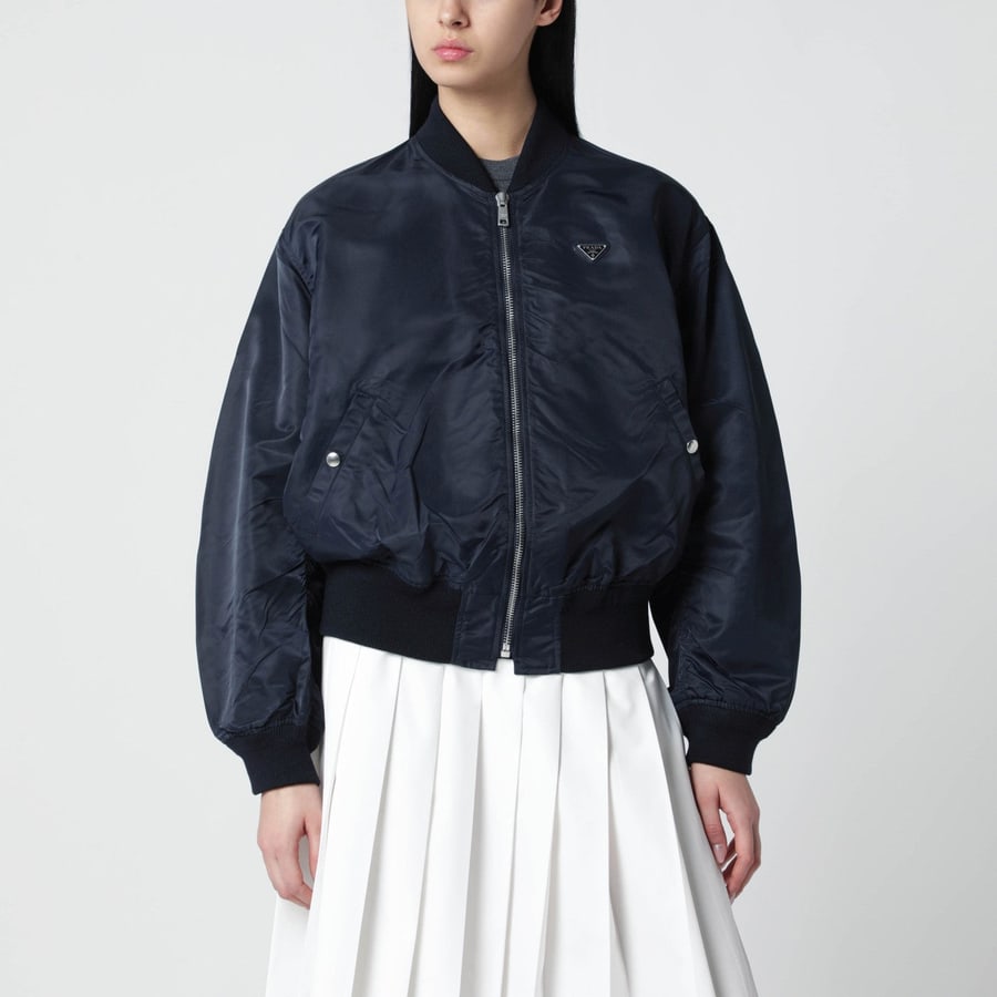 Prada Bomber blu in Re-Nylon