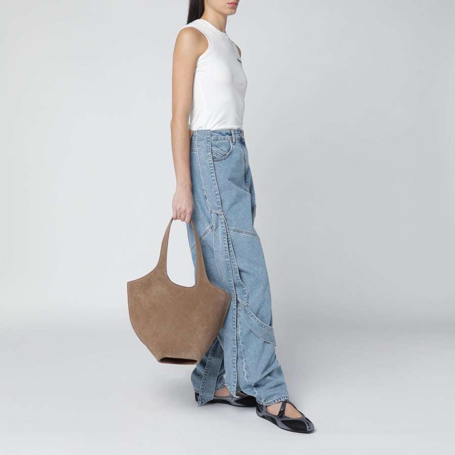 The Attico Borsa La Scoop Medium color tabacco in suede, view 2