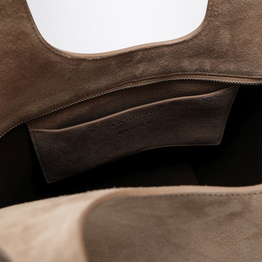 The Attico Borsa La Scoop Medium color tabacco in suede, view 5
