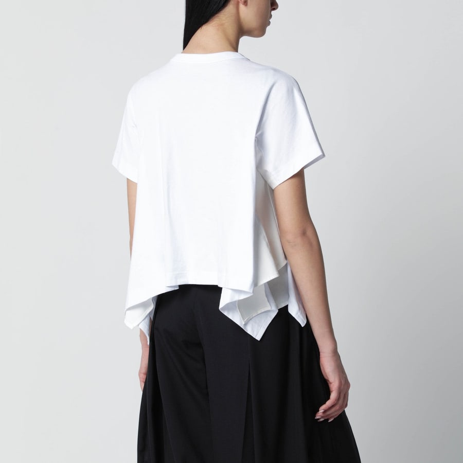 SACAI T-shirt cropped bianca in cotone, view 3