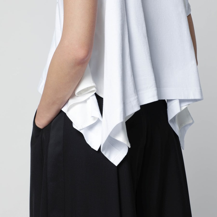 SACAI T-shirt cropped bianca in cotone, view 4