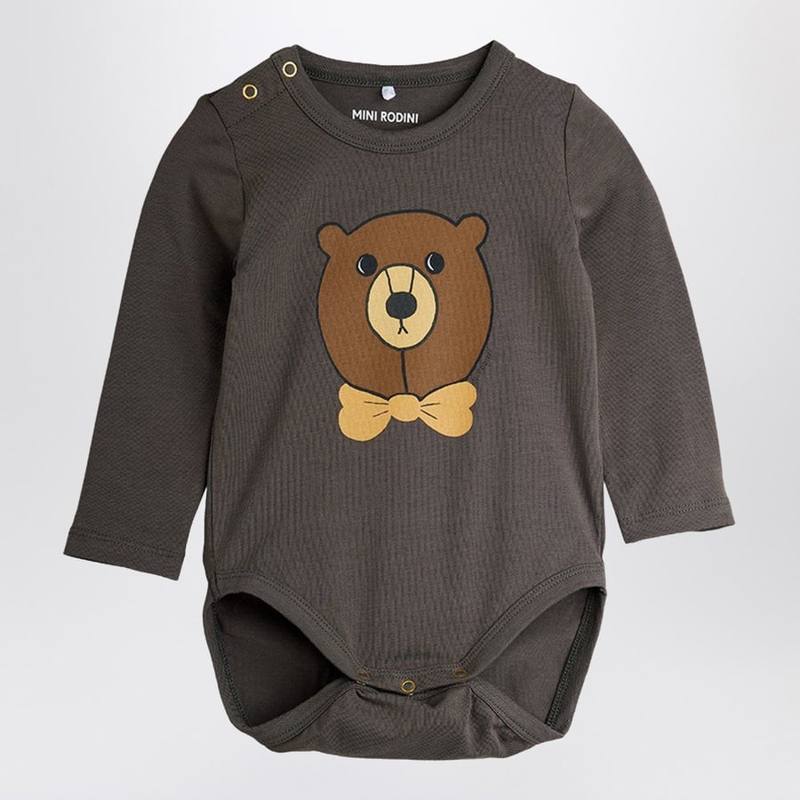 MINI RODINI Body a maniche lunghe con orso