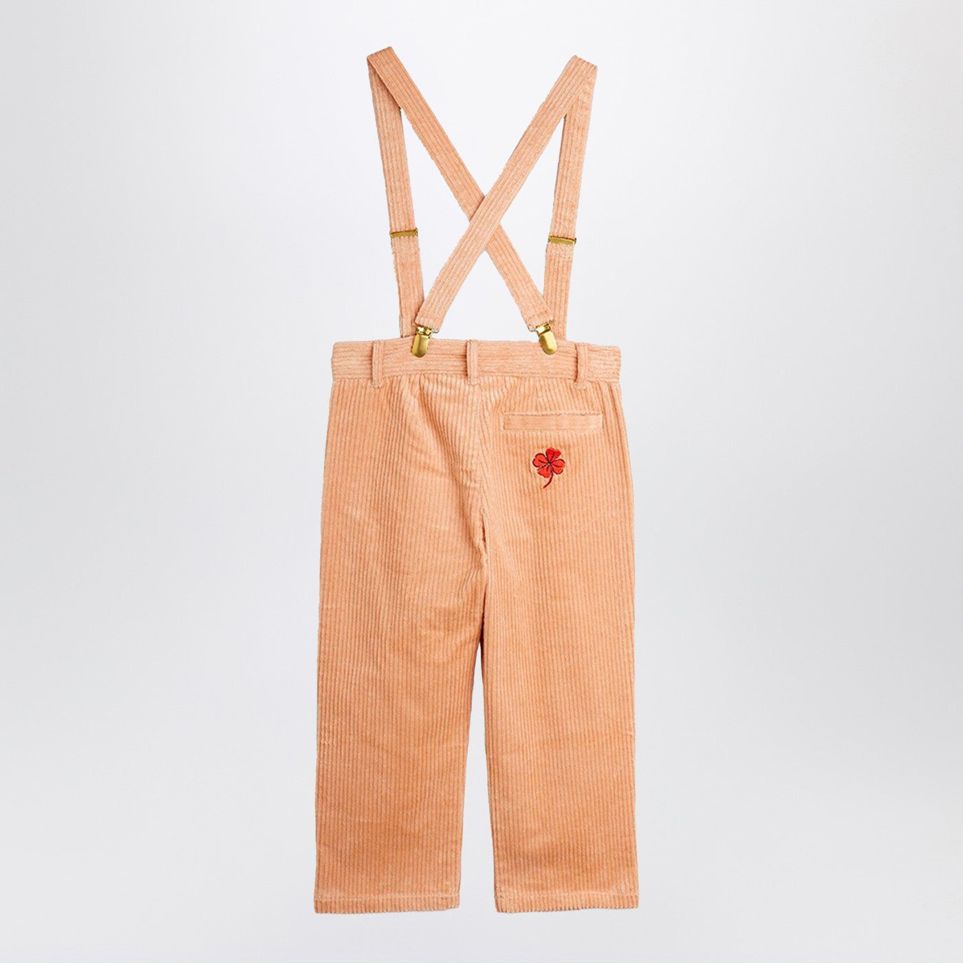 MINI RODINI Pantaloni con bretelle rosa in velluto a costine, view 2