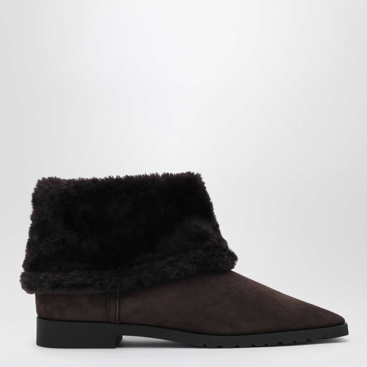 Toteme Stivaletti in suede e shearling marroni