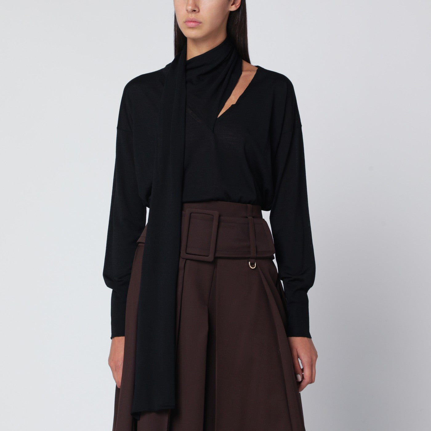 ROBERTO COLLINA Maglione con sciarpa nero