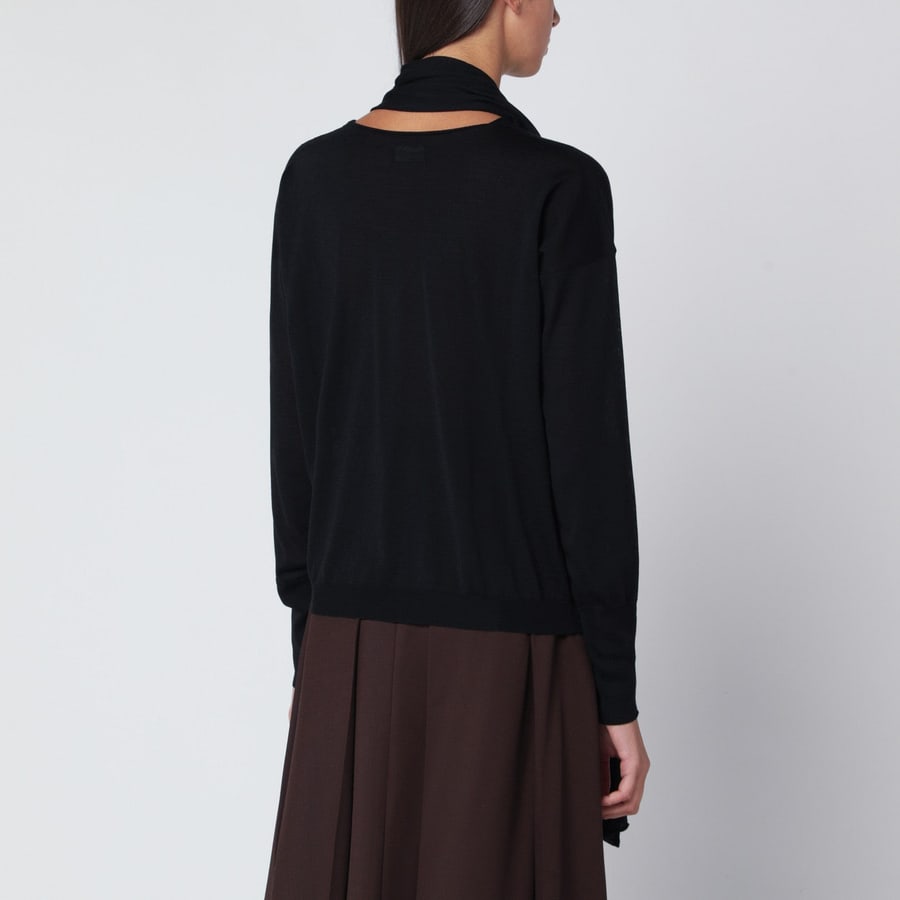 ROBERTO COLLINA Maglione con sciarpa nero, view 3