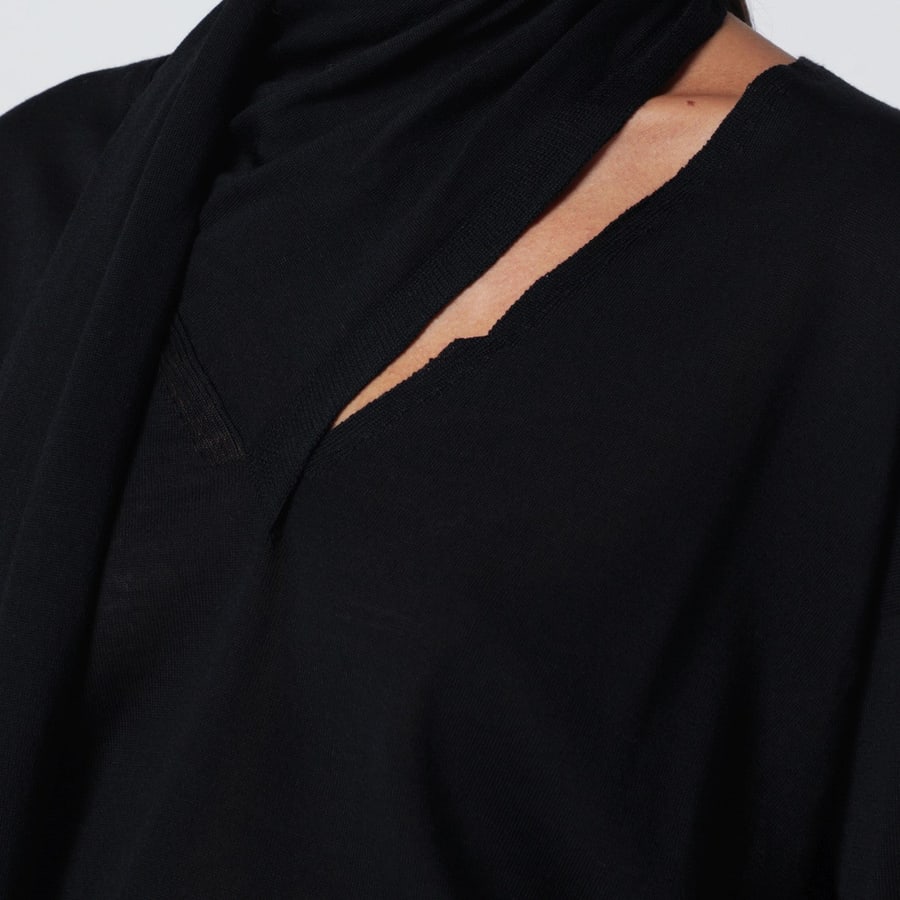ROBERTO COLLINA Maglione con sciarpa nero, view 4