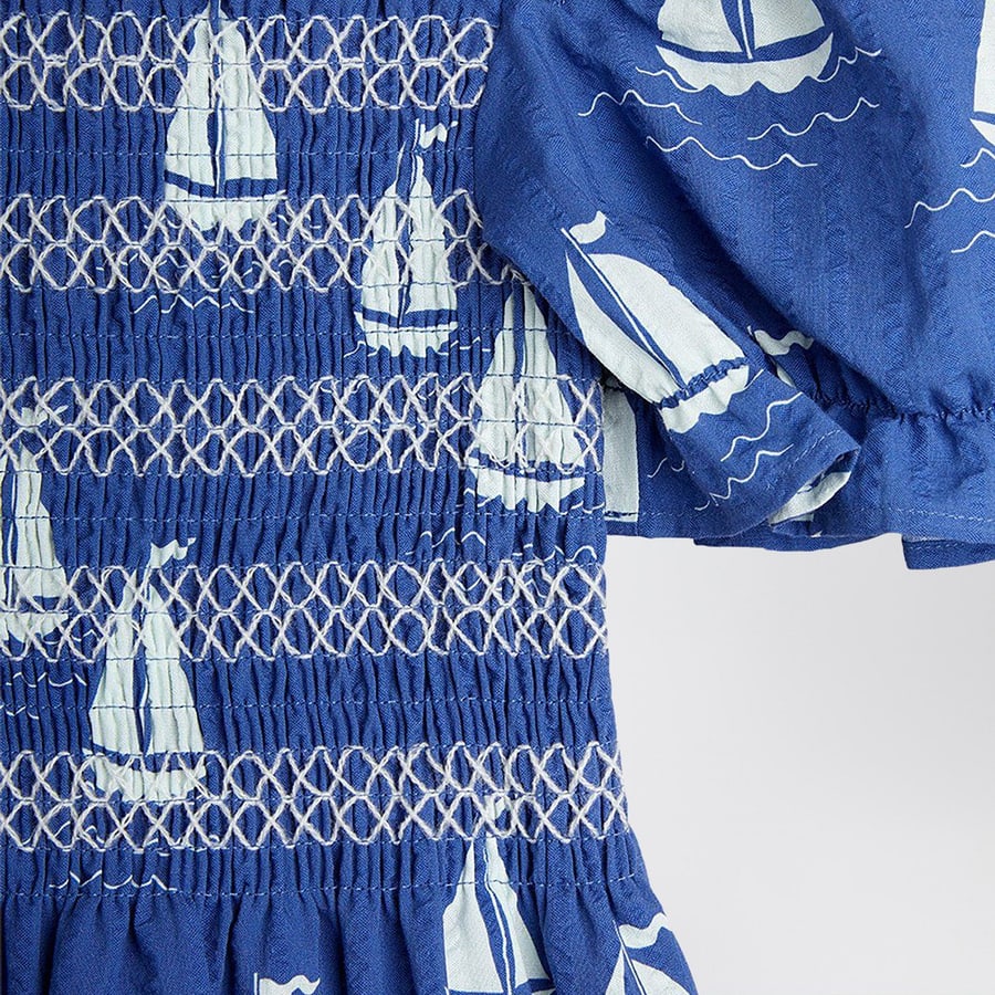 MINI RODINI Abito blu con barche a vela, view 3