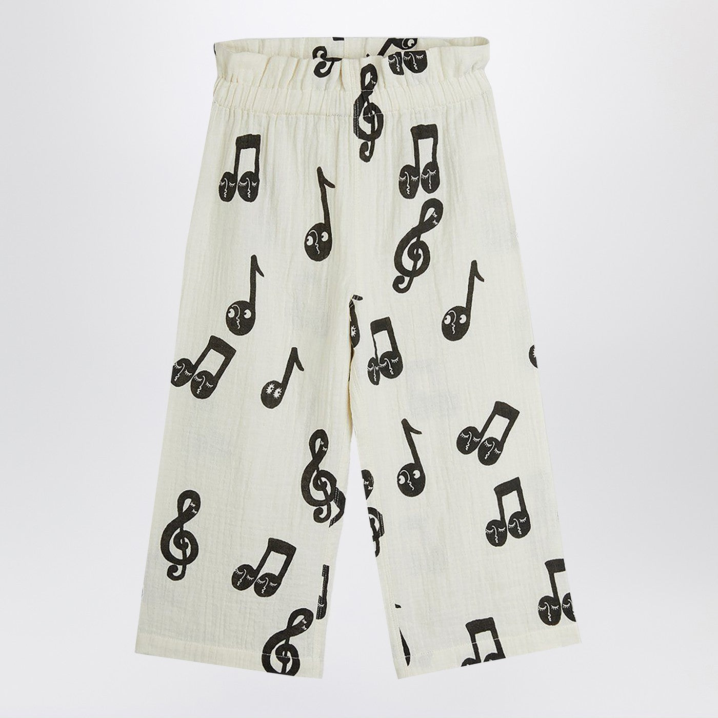 MINI RODINI Pantalone ampio bianco con note musicali