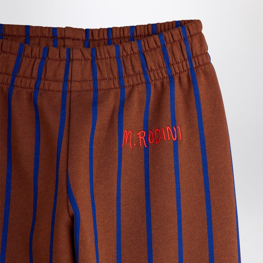 MINI RODINI Pantalone jogging marrone a righe, view 3