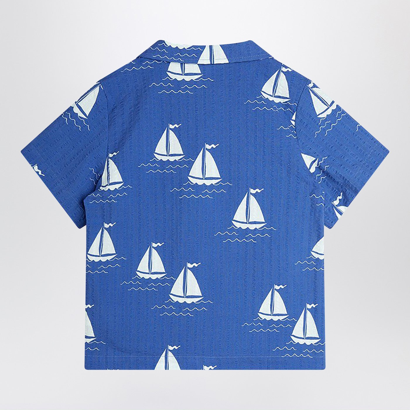 MINI RODINI Camicia blu con barche a vela, view 2
