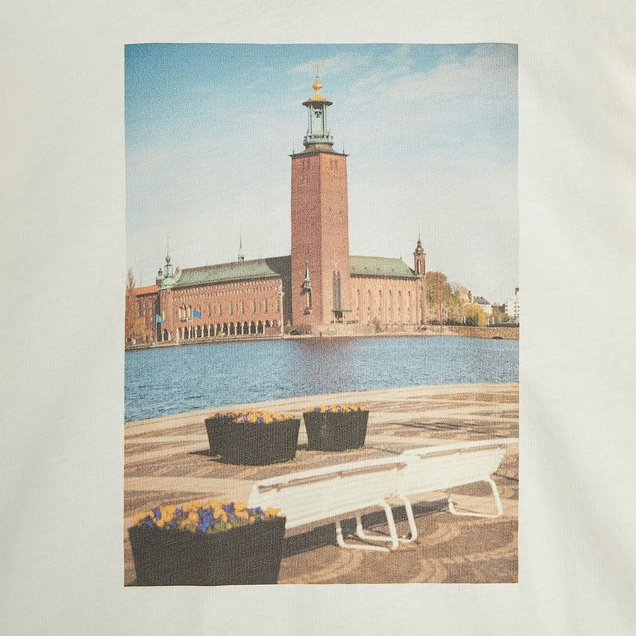 MINI RODINI T-shirt bianca con stampa municipio, view 3