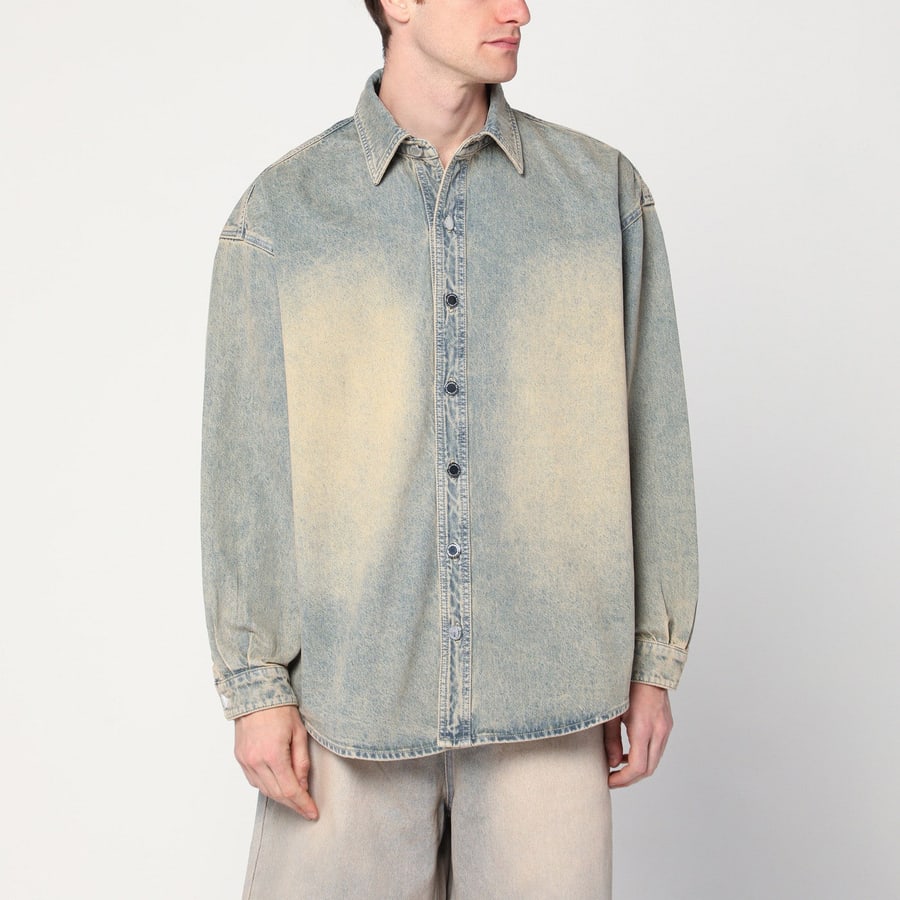 NEW AMSTERDAM Camicia beige slavata in denim