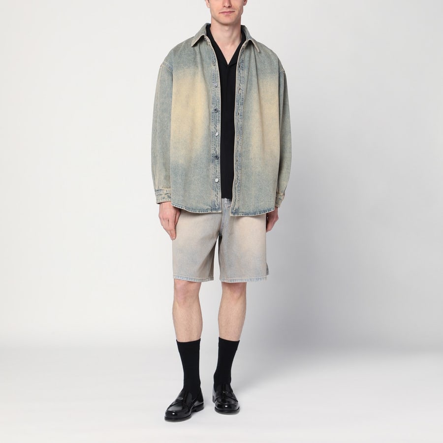 NEW AMSTERDAM Camicia beige slavata in denim, view 2