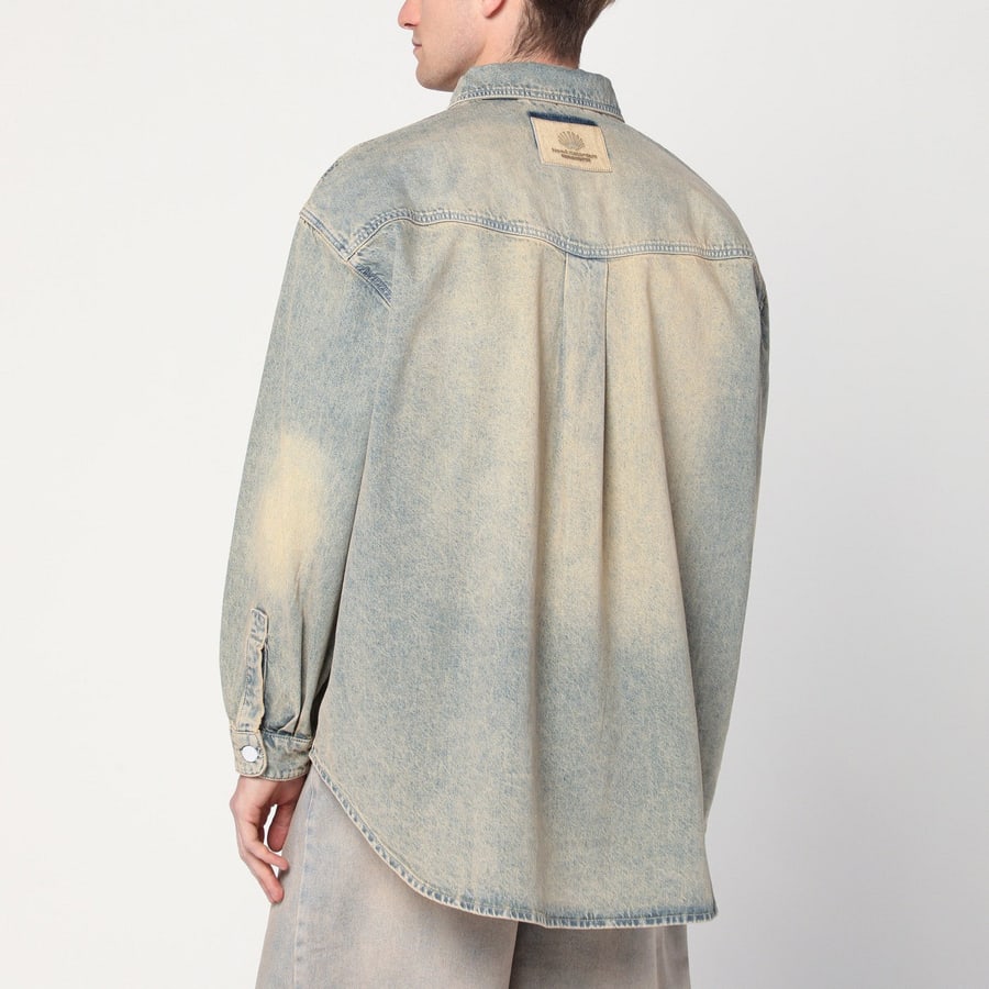 NEW AMSTERDAM Camicia beige slavata in denim, view 3