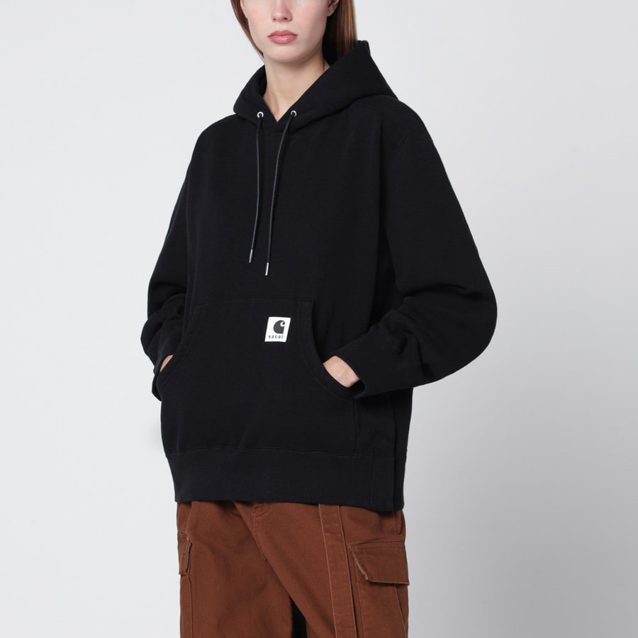 Sacai x Carhartt WIP Felpa con cappuccio nera in cotone