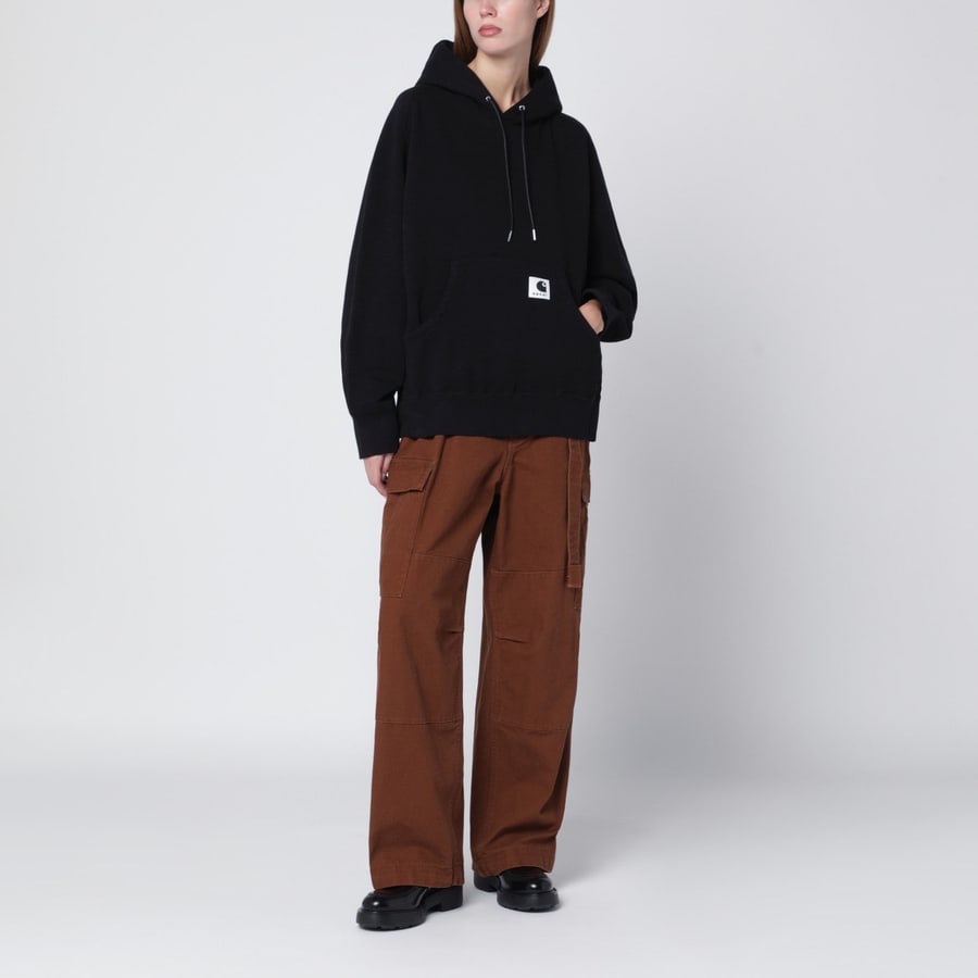 Sacai x Carhartt WIP Felpa con cappuccio nera in cotone, view 2