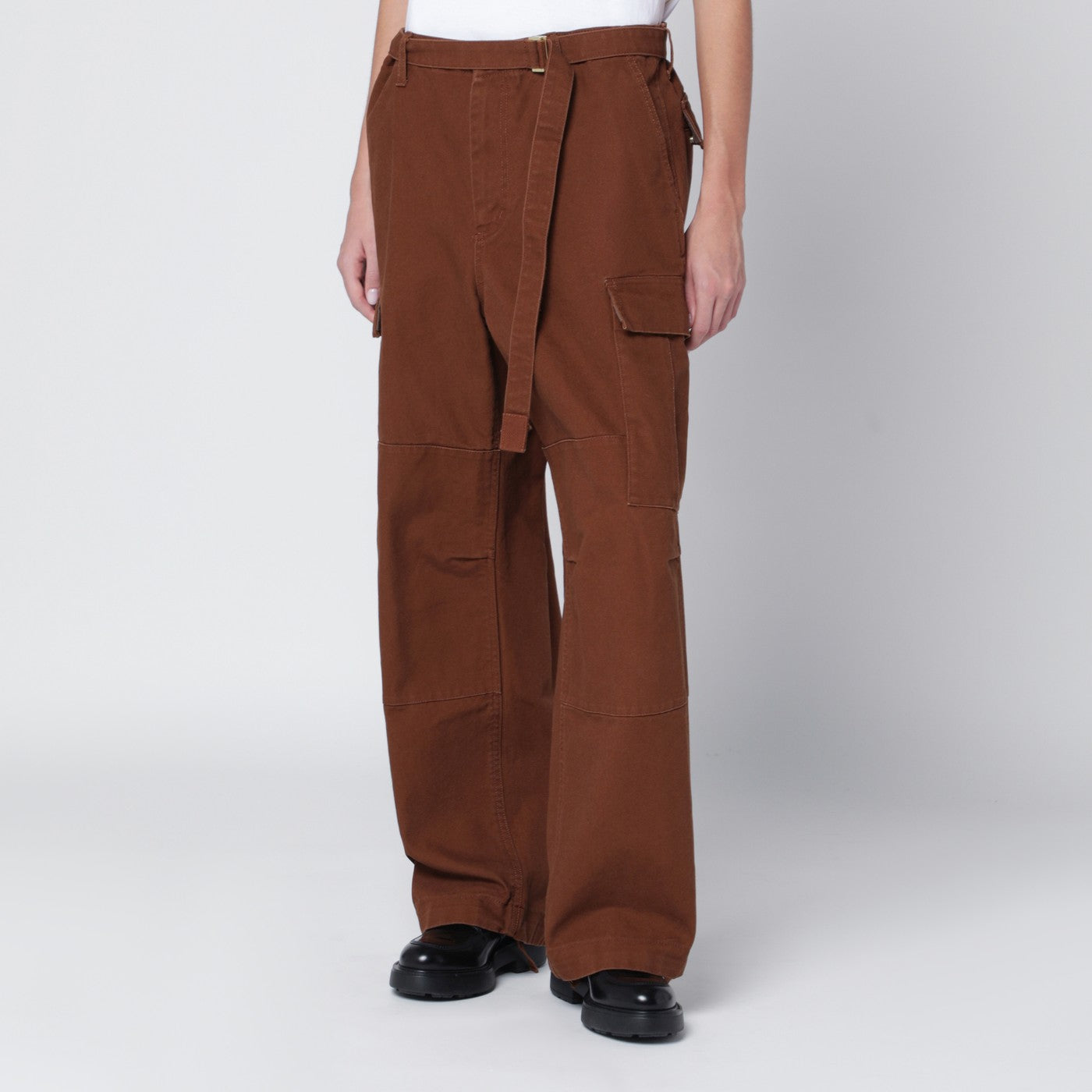 Sacai x Carhartt WIP Pantaloni cargo beige in cotone