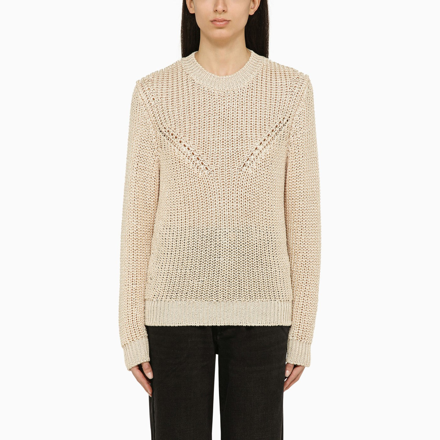 Isabel Marant Maglia girocollo écru in poliestere riciclato