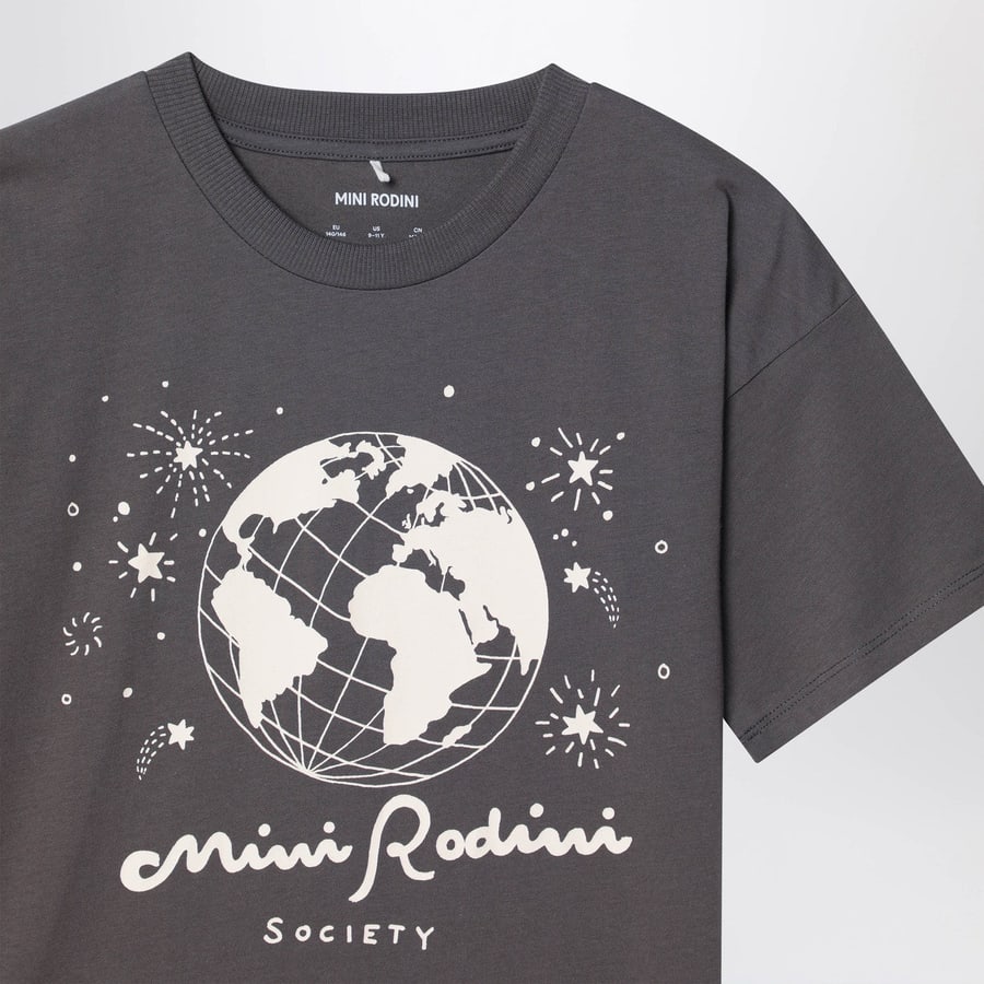 MINI RODINI T-shirt grigia in cotone organico, view 3