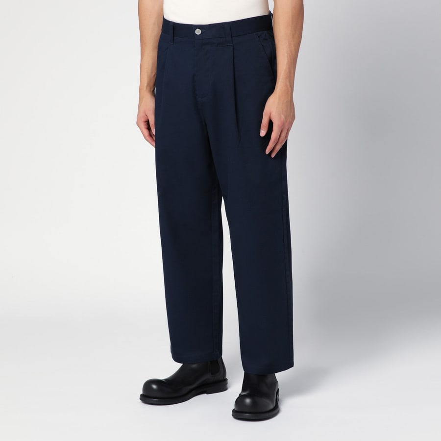 NEW AMSTERDAM Pantalone blu navy in misto cotone, view 3