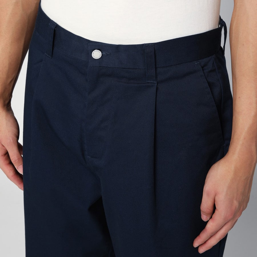 NEW AMSTERDAM Pantalone blu navy in misto cotone, view 5