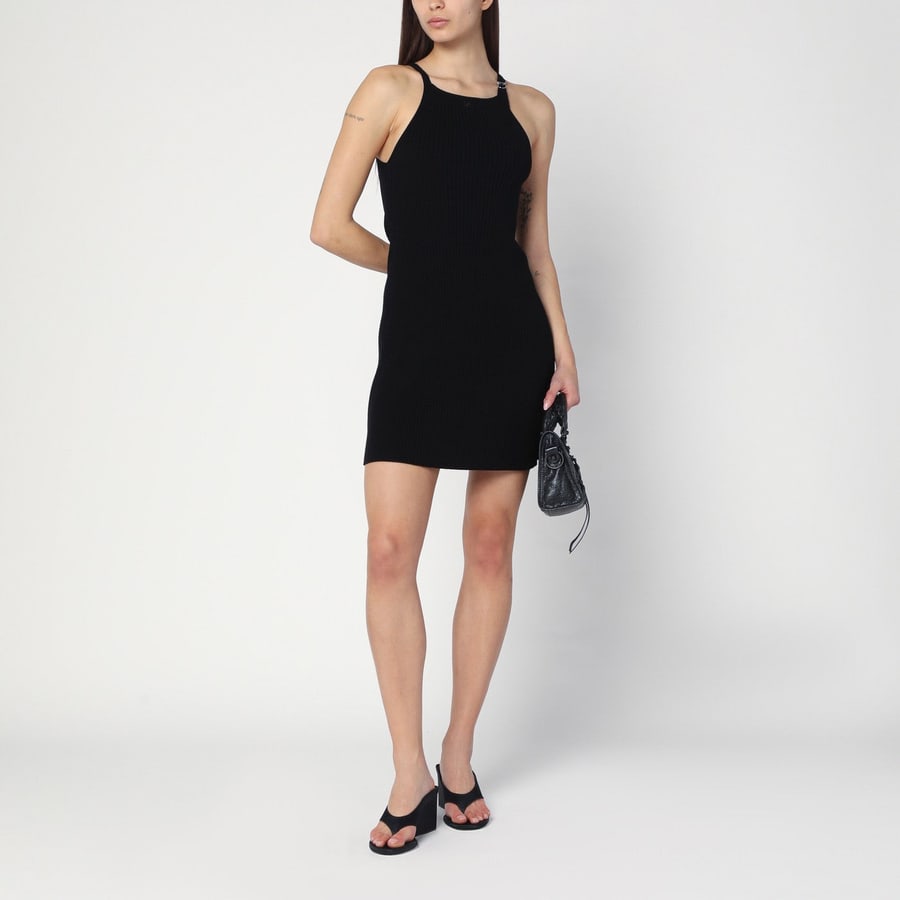 COURREGES Mini abito nero a coste, view 2