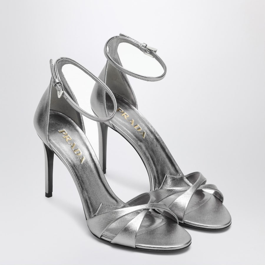 Prada Sandali con tacco argento, view 2