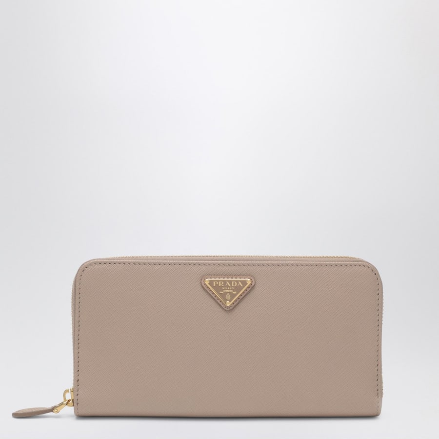 Prada Portafoglio zip around cipria e oro