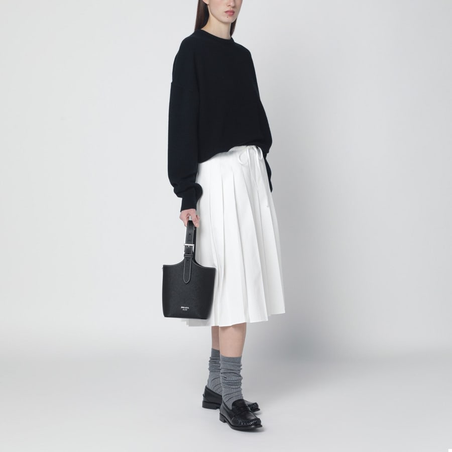 Prada Secchiello in pelle liscia nero, view 2