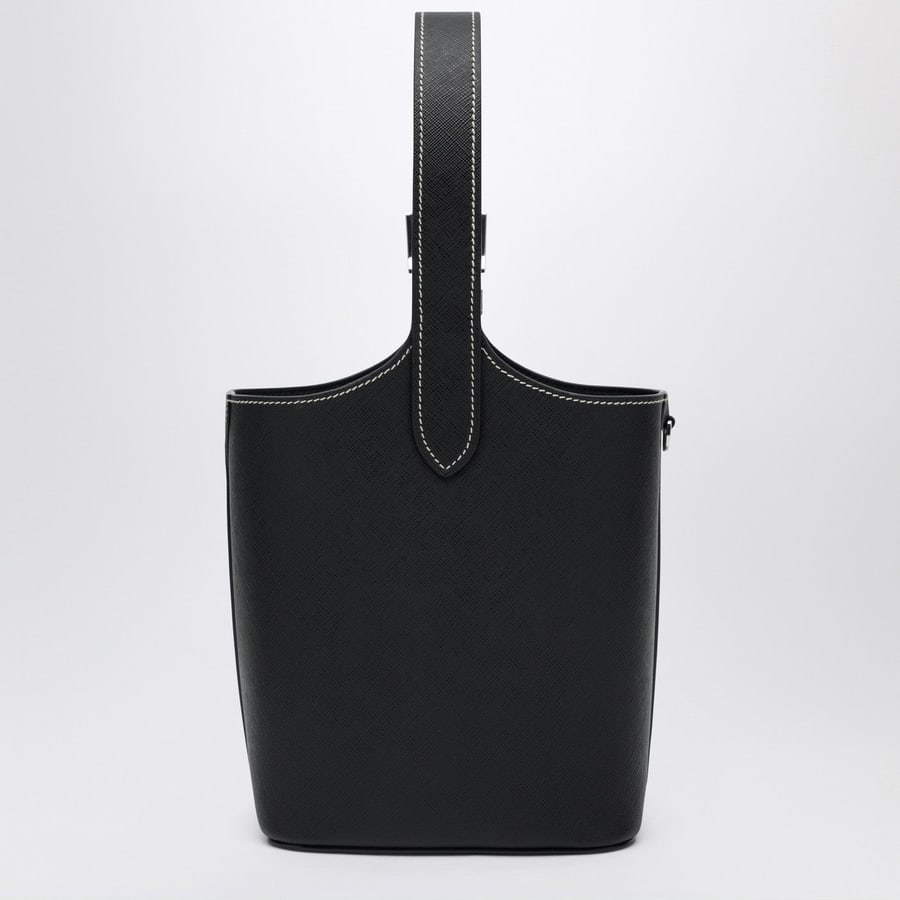 Prada Secchiello in pelle liscia nero, view 4