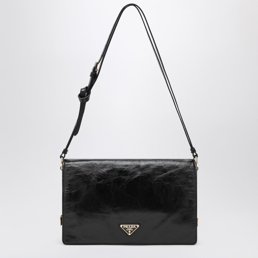 Prada Borsa a spalla media nera in pelle
