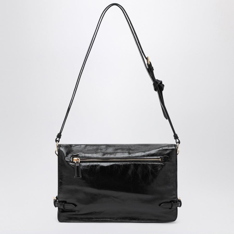 Prada Borsa a spalla media nera in pelle, view 4