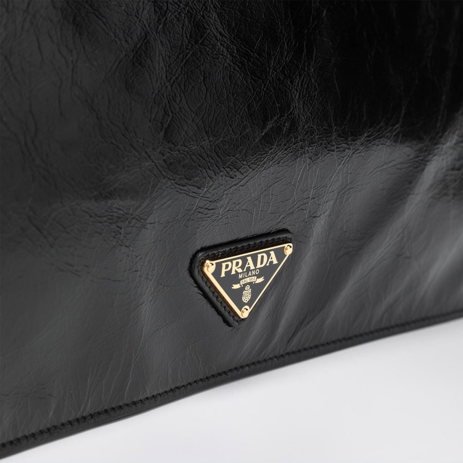 Prada Borsa a spalla media nera in pelle, view 6
